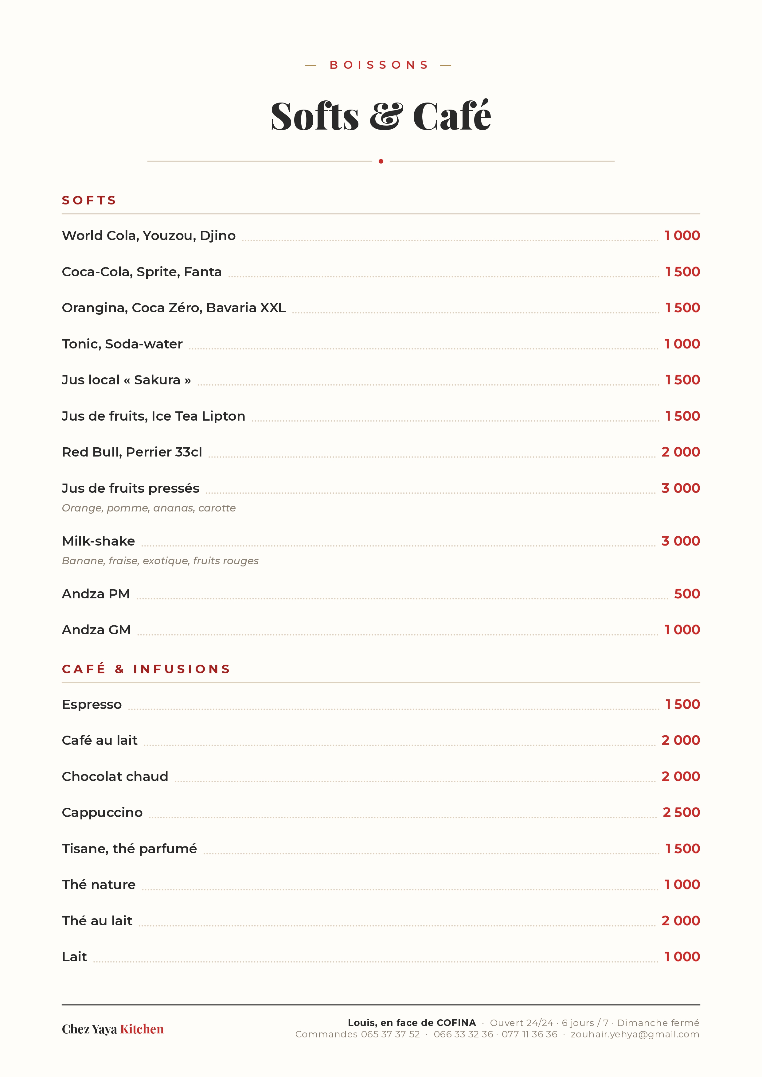 Menu CHEZ YAYA Kitchen — page 4