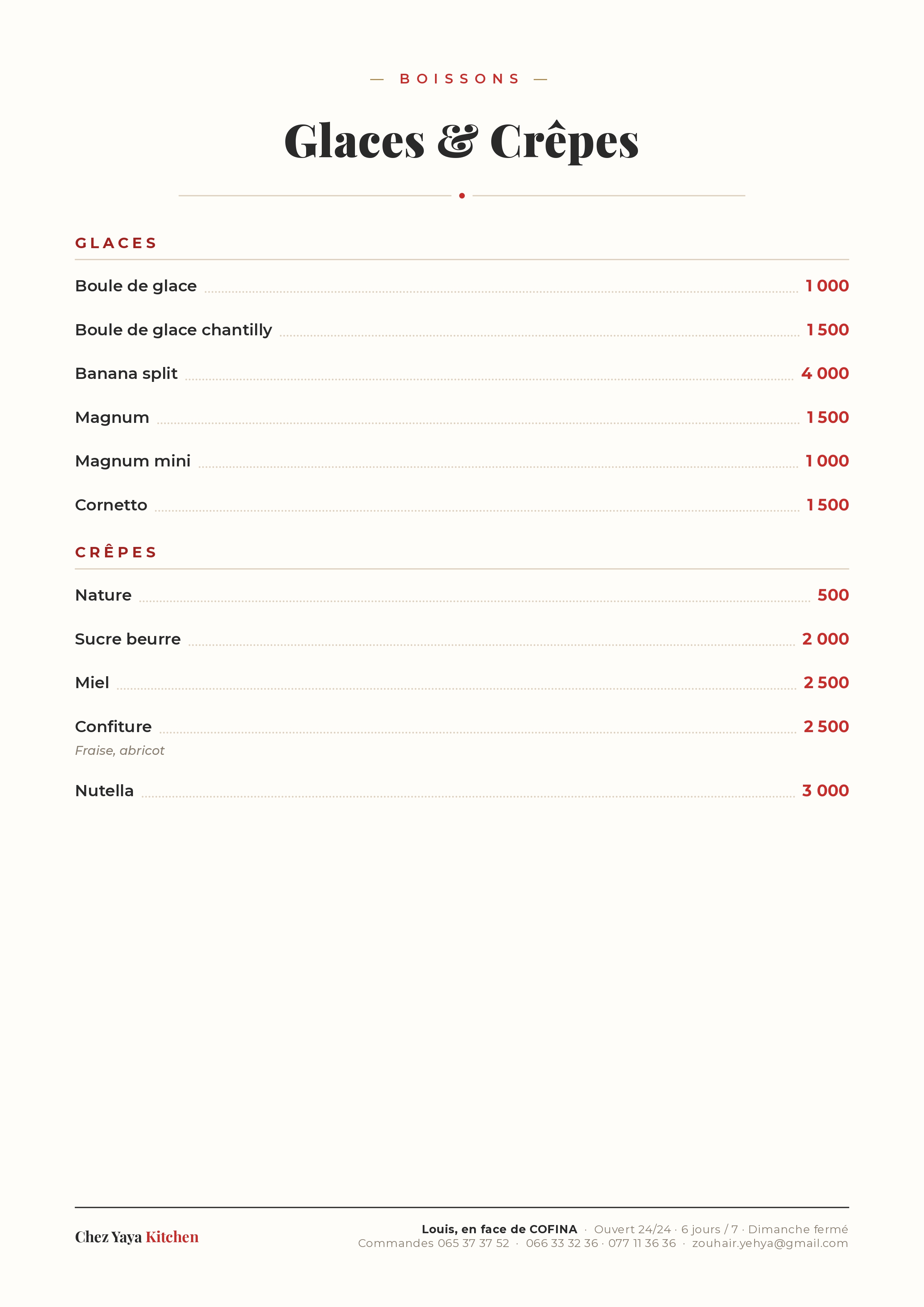 Menu CHEZ YAYA Kitchen — page 5