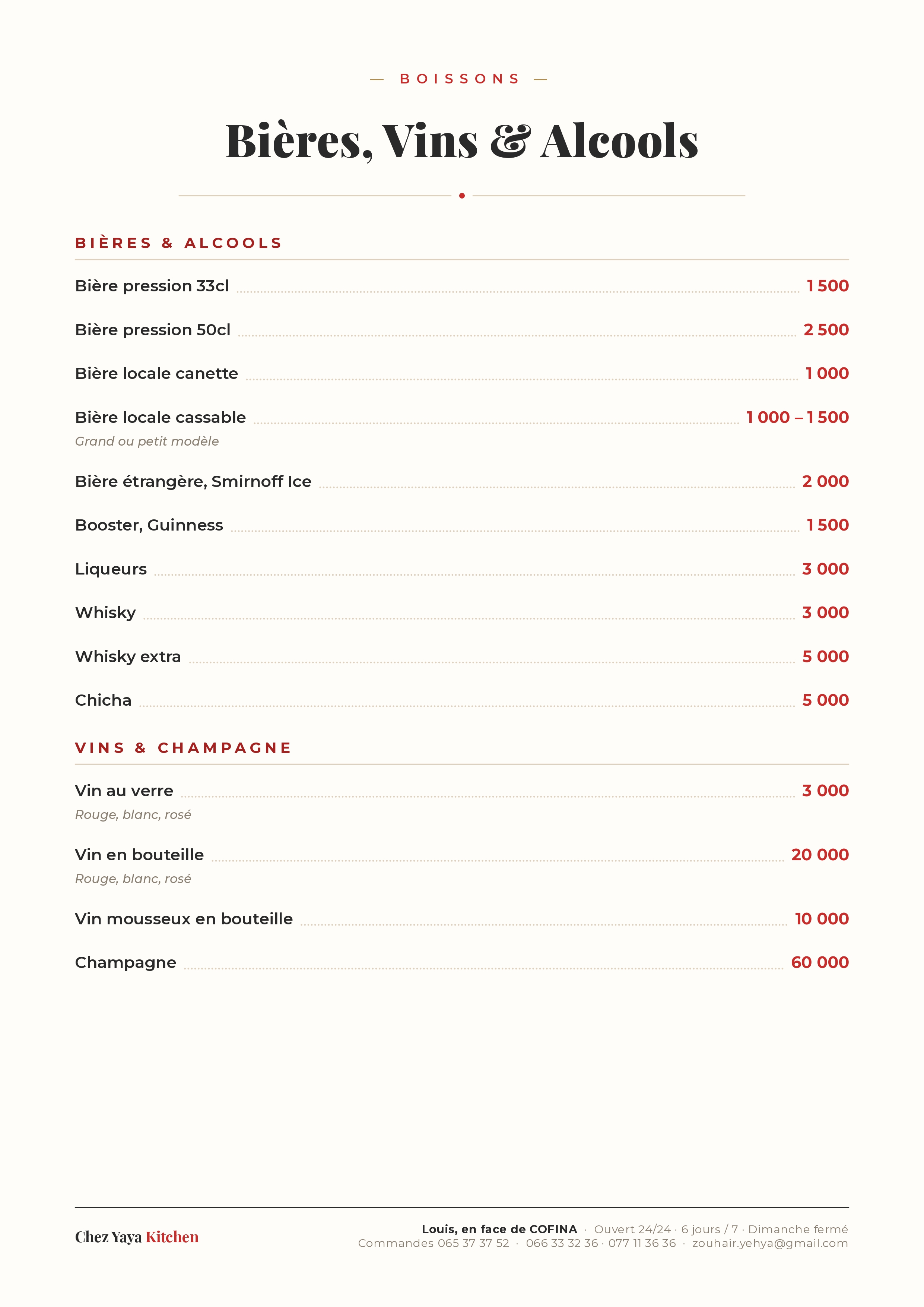 Menu CHEZ YAYA Kitchen — page 6