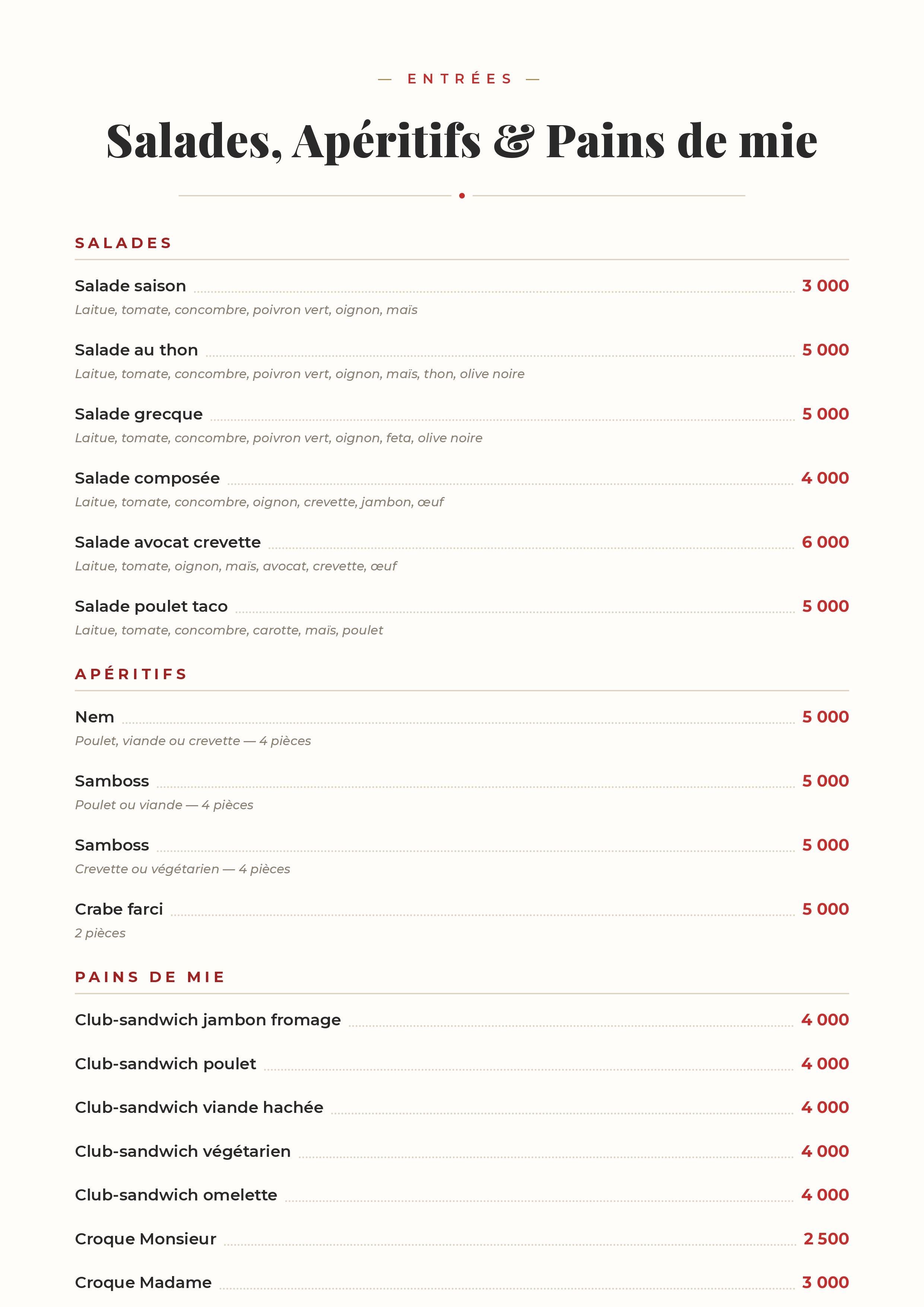 Menu CHEZ YAYA Kitchen — page 8
