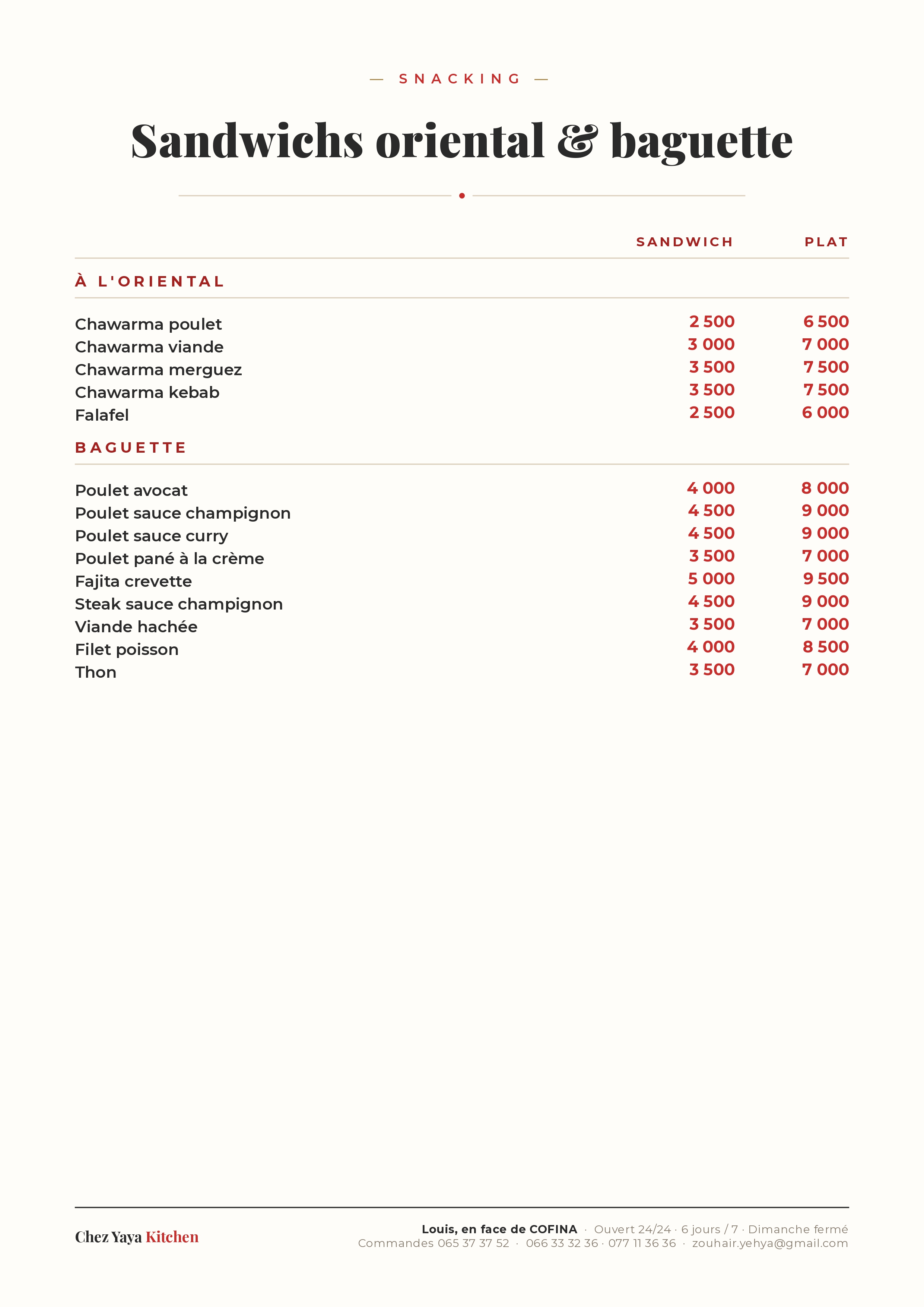 Menu CHEZ YAYA Kitchen — page 10