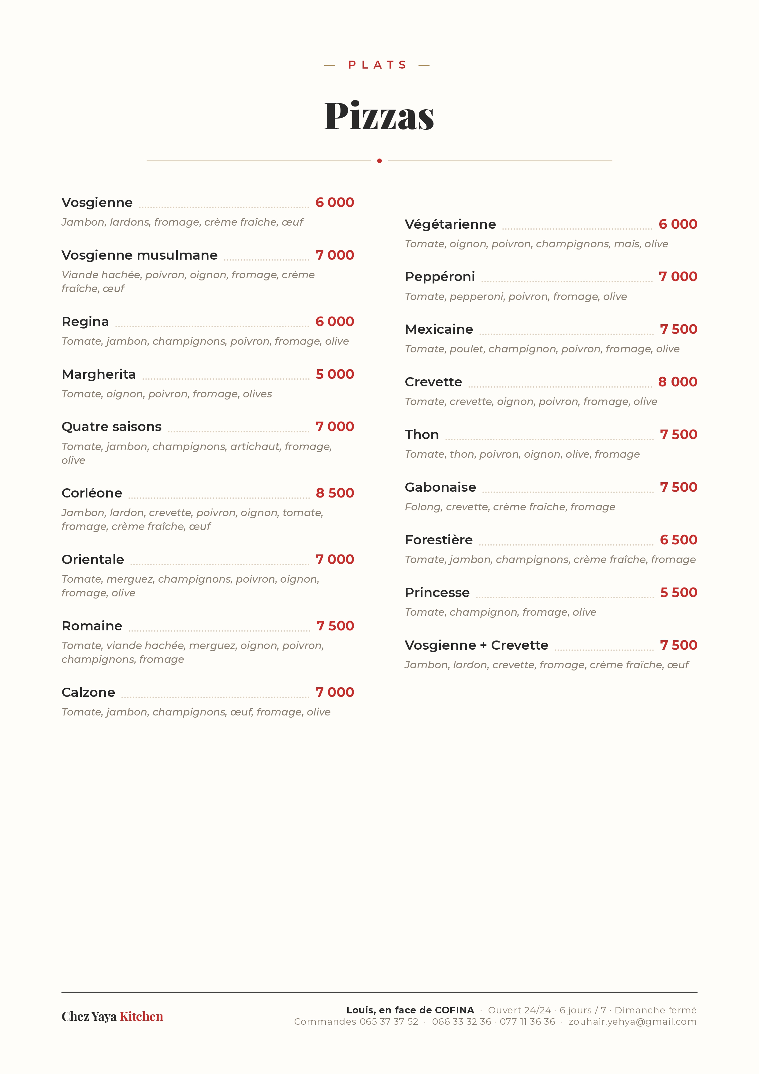 Menu CHEZ YAYA Kitchen — page 13
